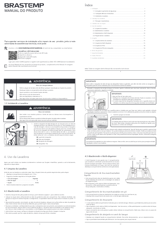 Manual  Lavadora Brastemp em PDF