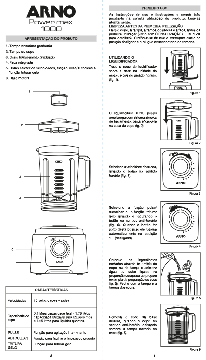 Manual  Liquidificador Arno  em PDF