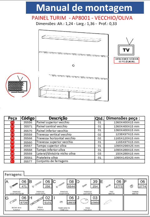 Manual  Painel Turim Vecchio em PDF