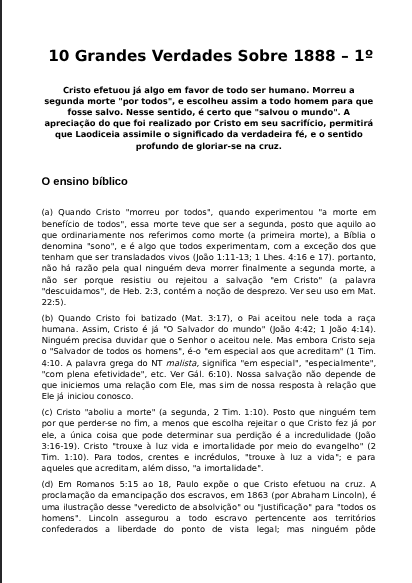 Manual 10 Grande Verdades Sobre 1888  em PDF